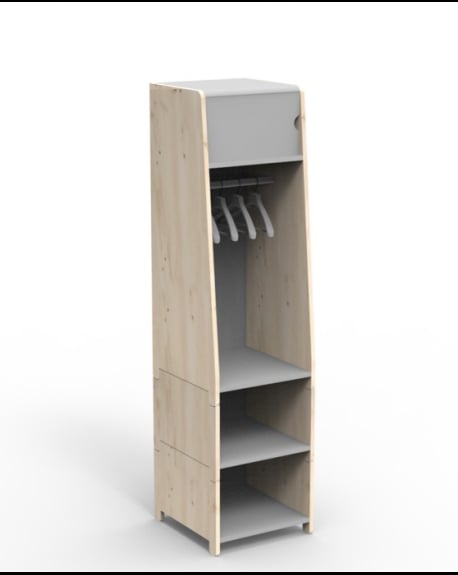 MATHY BY BOLS - Asymetry Wardrobe With 2 Vetical Kits and Rail - 46 x 49 x 180 cm cm
