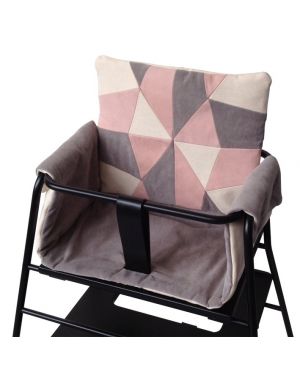 TOWERchair-COUSSIN PATCHWORK ROSE/GRIS-Pour chaise haute design Place de bleu rose/gris