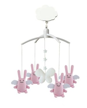 TROUSSELIER-MOBILE MUSICAL ANGE-LAPINS-Rose