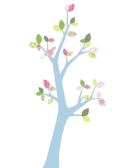 INKE-ARBRE3 AVRIL Feuilles rose/vert/tronc au choix