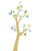 INKE-ARBRE3 AOUT Feuilles bleu clair et vert/tronc au choix