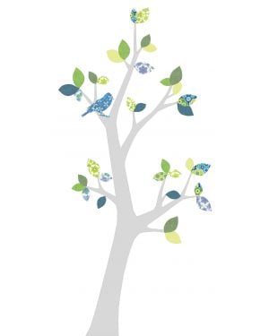INKE-ARBRE3 JUIN Feuilles bleu foncé et vert/tronc au choix