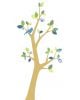 INKE-ARBRE3 JUIN Feuilles bleu foncé et vert/tronc au choix