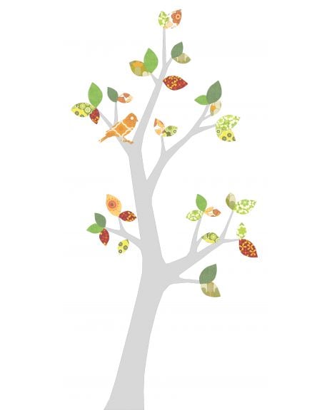 INKE-ARBRE3 OCTOBRE Feuilles orange et vert/tronc au choix