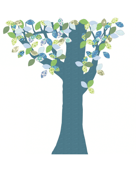 INKE - TREE 1 JUNE - Tree in vintage wallpaper/Blue leaves