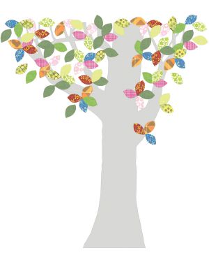INKE - TREE 1 MAY - Tree in vintage wallpaper/Multicolour leaves