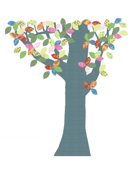 INKE - TREE 1 MAY - Tree in vintage wallpaper/Multicolour leaves