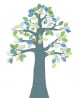 INKE - TREE 2 JUNE - Tree in vintage wallpaper/Blue leaves