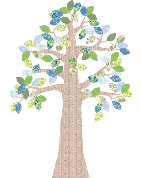 INKE - TREE 2 JUNE - Tree in vintage wallpaper/Blue leaves