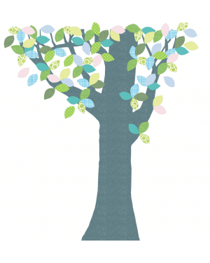 INKE - TREE 1 AUGUST - Tree in vintage wallpaper/Light blue leaves