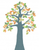 INKE - TREE 2 OCTOBER - Tree in vintage wallpaper/Orange leaves