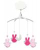 TROUSSELIER - MUSICAL MOBILE FOR COT OR PLAYPEN - Fuchsia & Pink Angels rabbits 