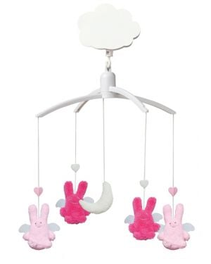 TROUSSELIER-MOBILE MUSICAL ANGE-LAPINS-Fushia & Rose