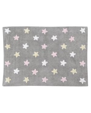 LORENA CANALS - TRICOLOR STARS - Grey/Pink - 120 X 160 cm